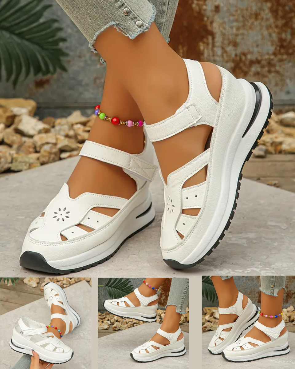 Delisara — Leder-Sandalen mit Hohlabsatz