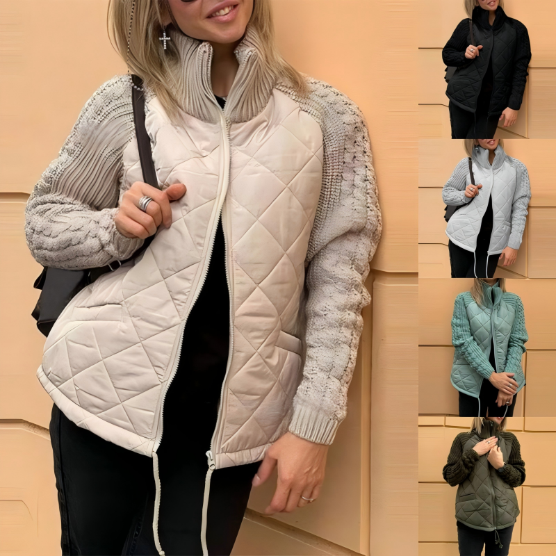 Marolina — Strick-Patchwork-Pufferjacke