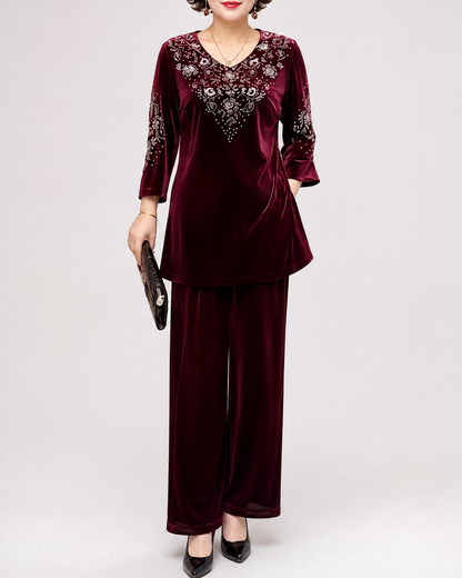 Velourine — Strass-Velours Zwei-Teile Set