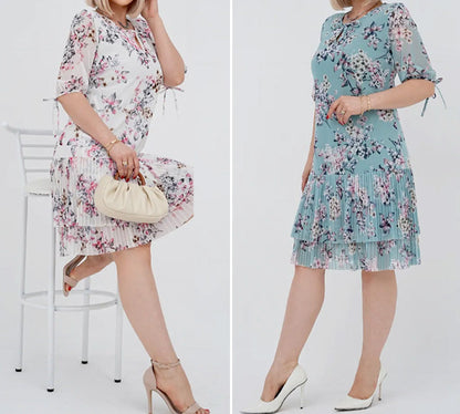 Vivalise — Plissiertes Elegantes Kleid mit Langen Ärmeln