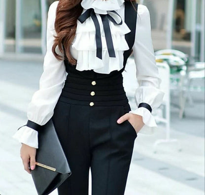Tisa — Satinband-Shirt & Jumpsuit-Set
