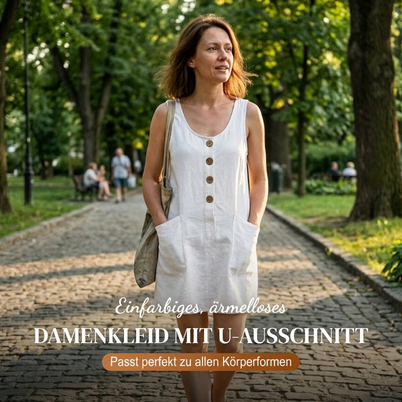 Marnelle — Ärmelloses Baumwoll-Leinen-Kleid