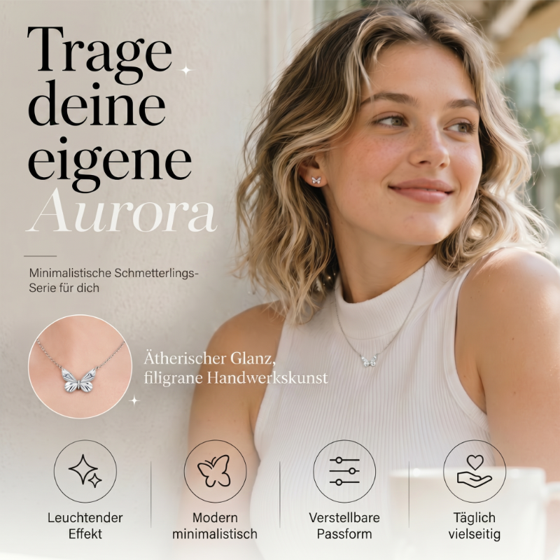 Papillon — Blaues Schmetterlings-Halskette mit zartem Charme