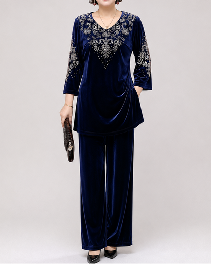 Velourine — Strass-Velours Zwei-Teile Set