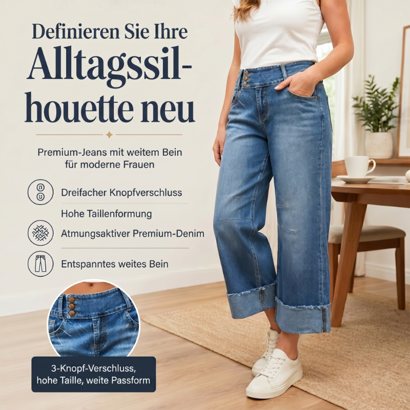 Marchella — Weite Cropped Hochbund Jeanshose