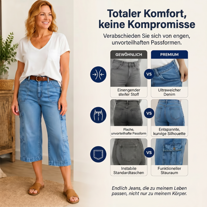 Isadella — Legere Stretch-Jeans im Cropped-Design