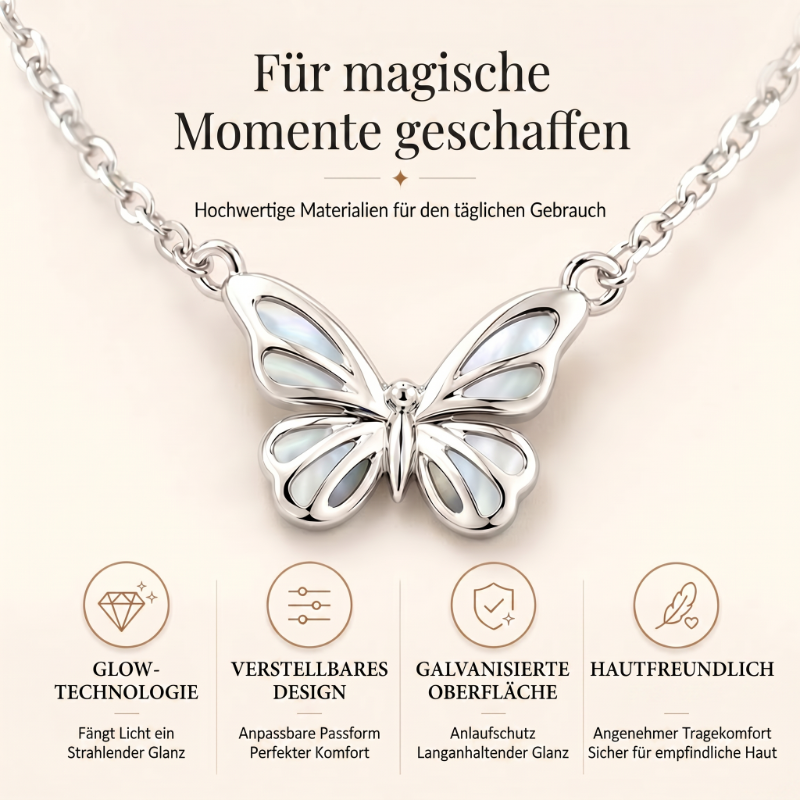 Papillon — Blaues Schmetterlings-Halskette mit zartem Charme