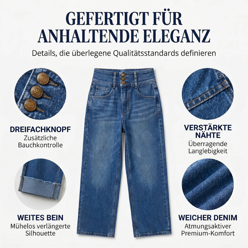 Marchella — Weite Cropped Hochbund Jeanshose