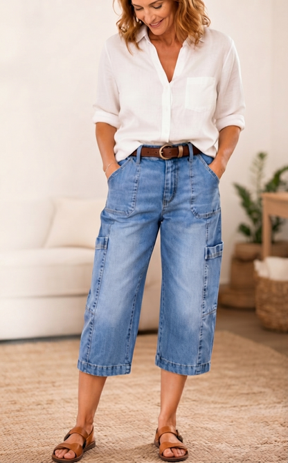 Isadella — Legere Stretch-Jeans im Cropped-Design
