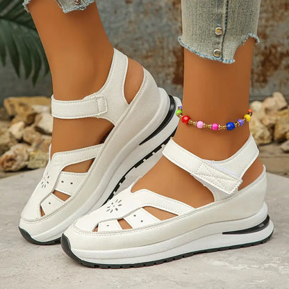 Delisara — Leder-Sandalen mit Hohlabsatz