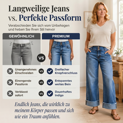 Marchella — Weite Cropped Hochbund Jeanshose