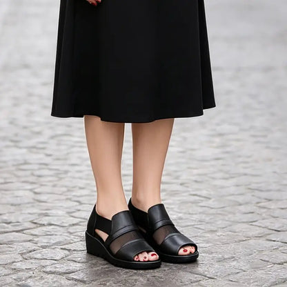 Adélise — Weiche Leder-Plateausandalen