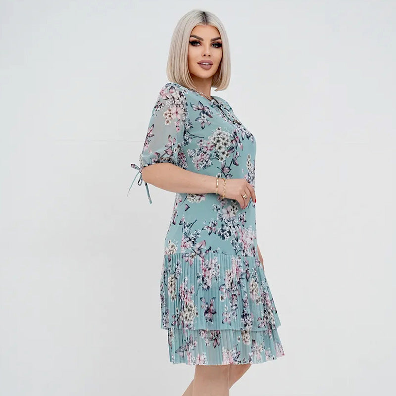 Vivalise — Plissiertes Elegantes Kleid mit Langen Ärmeln