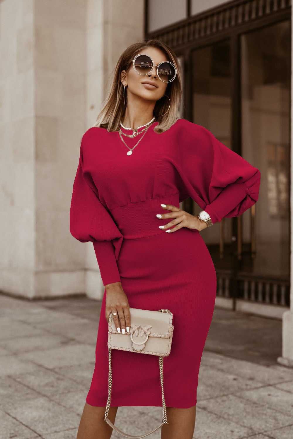 Vellamora — Langärmliges Casual Kleid mit markierter Taille
