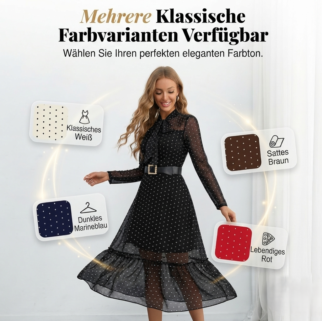 Verlanne — Midi-Kleid mit Polka-Dots und Bindekragen