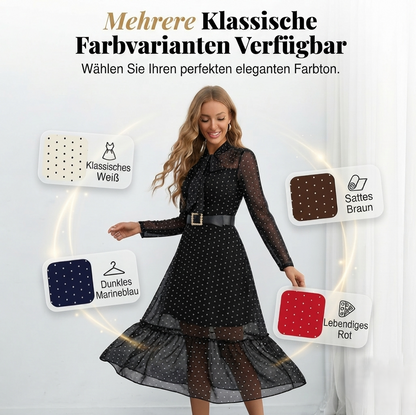 Verlanne — Midi-Kleid mit Polka-Dots und Bindekragen