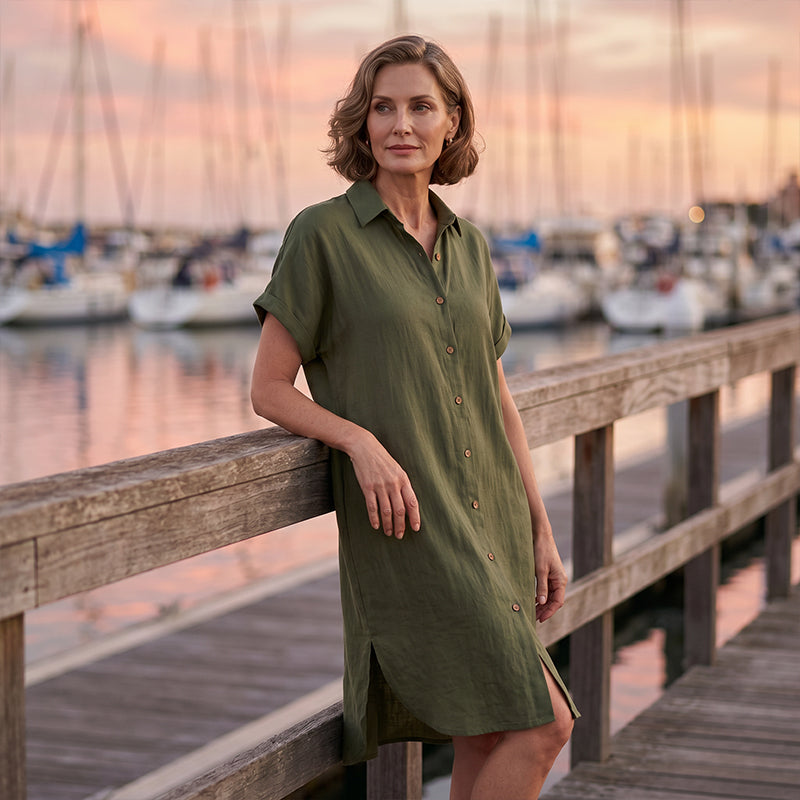 Lorienne — Hemdblusenkleid aus Baumwoll-Leinen