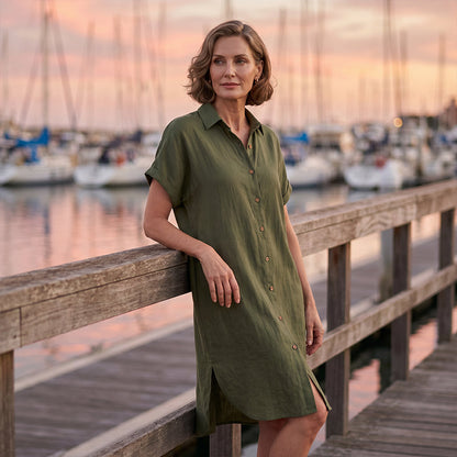 Lorienne — Hemdblusenkleid aus Baumwoll-Leinen