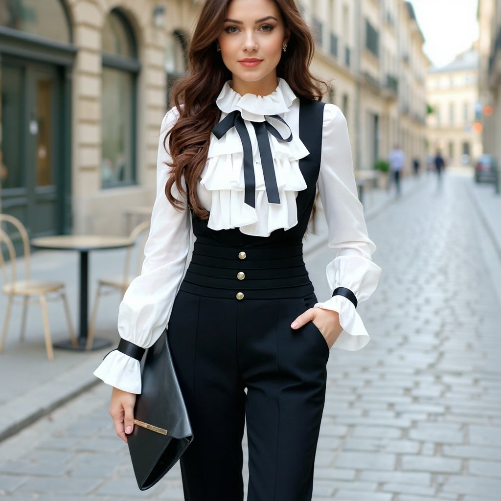 Tisa — Satinband-Shirt & Jumpsuit-Set
