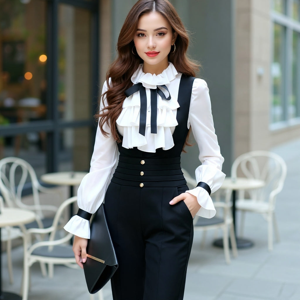 Tisa — Satinband-Shirt & Jumpsuit-Set