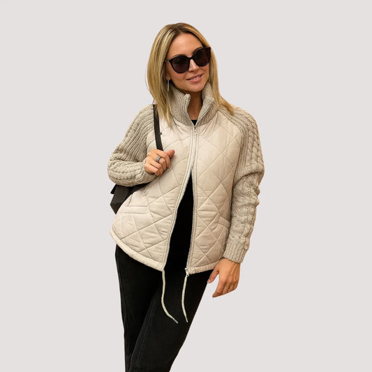 Marolina — Strick-Patchwork-Pufferjacke