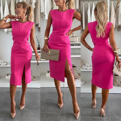 Rochie — Ärmelloses, figurbetontes Midi-Kleid