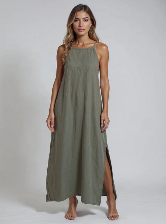 Mèmè — Damen Leinen Maxi Kleid