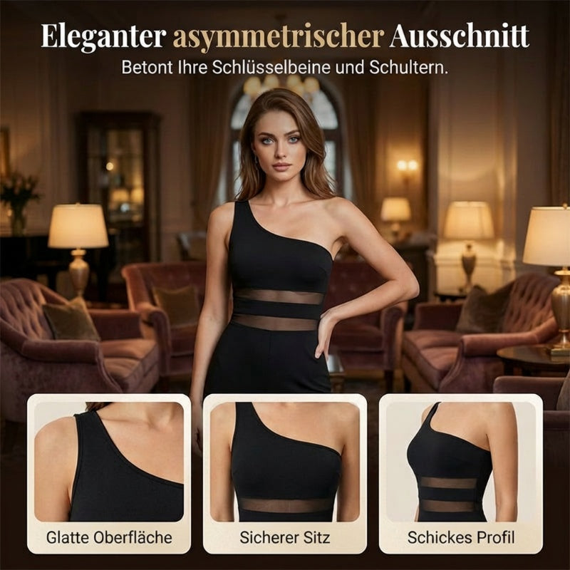 Vellara — Ein-Schulter-Mesh-Einsatz-Jumpsuit