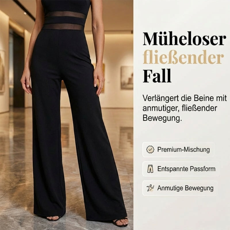 Vellara — Ein-Schulter-Mesh-Einsatz-Jumpsuit
