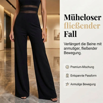 Vellara — Ein-Schulter-Mesh-Einsatz-Jumpsuit