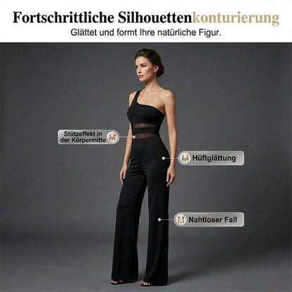 Vellara — Ein-Schulter-Mesh-Einsatz-Jumpsuit