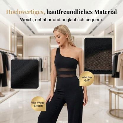 Vellara — Ein-Schulter-Mesh-Einsatz-Jumpsuit