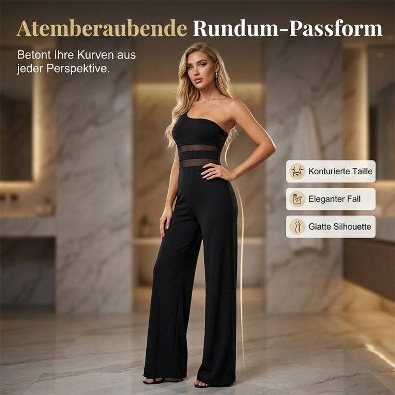 Vellara — Ein-Schulter-Mesh-Einsatz-Jumpsuit