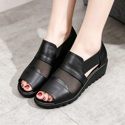 Adélise — Weiche Leder-Plateausandalen