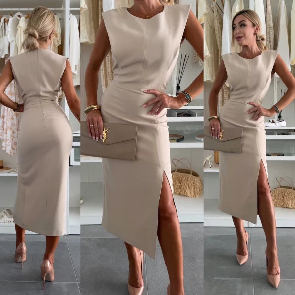 Rochie — Ärmelloses, figurbetontes Midi-Kleid
