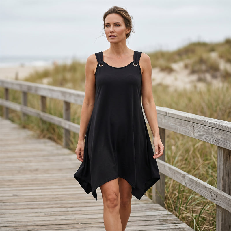 Verlynne — Ärmelloses Kleid mit asymmetrischem Saum