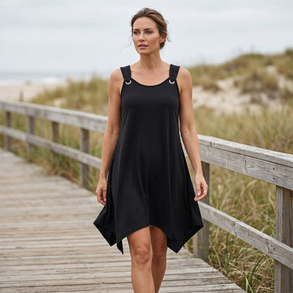Verlynne — Ärmelloses Kleid mit asymmetrischem Saum
