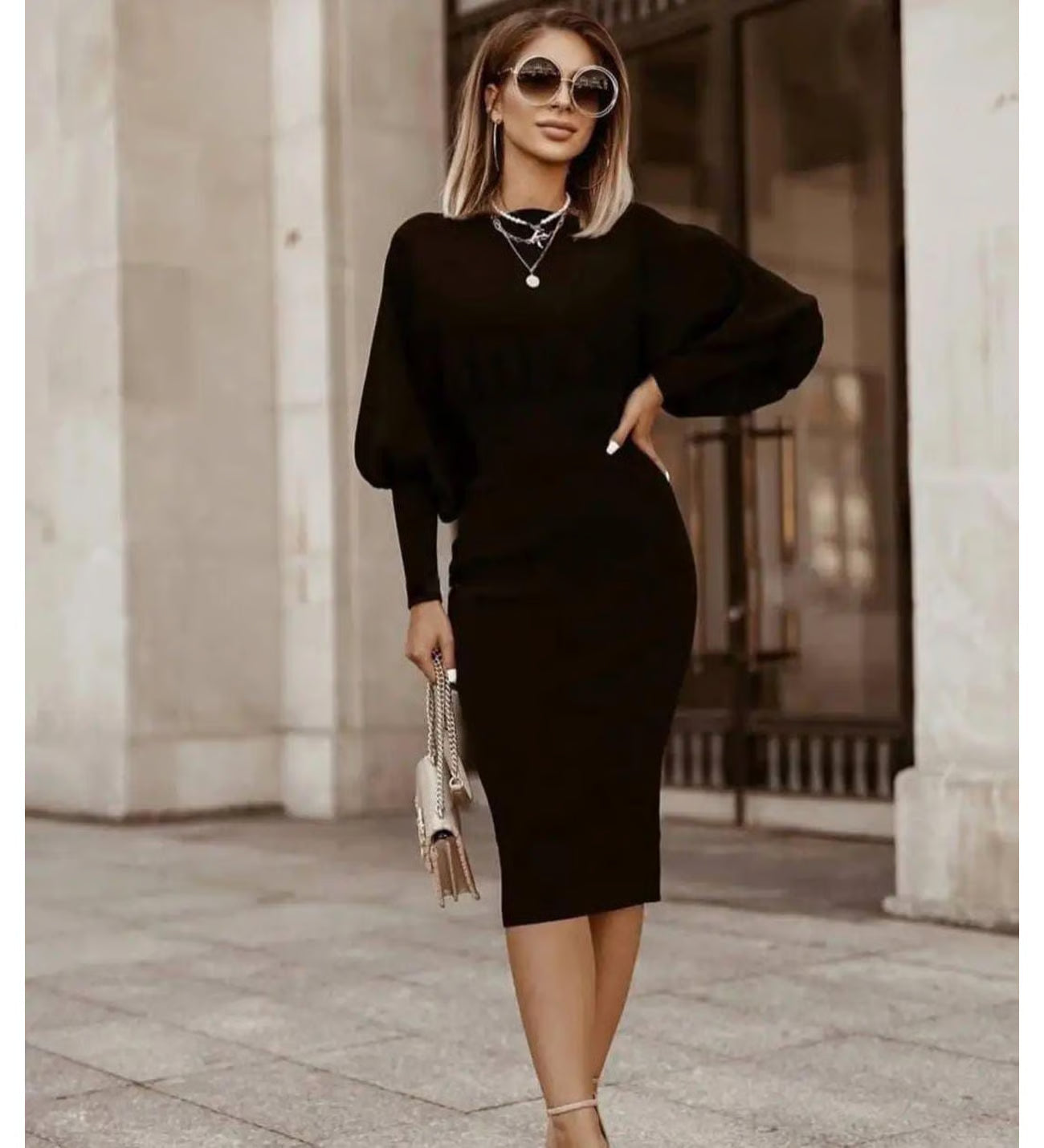 Vellamora — Langärmliges Casual Kleid mit markierter Taille