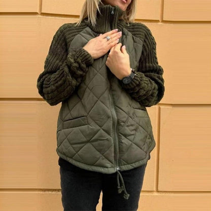 Marolina — Strick-Patchwork-Pufferjacke