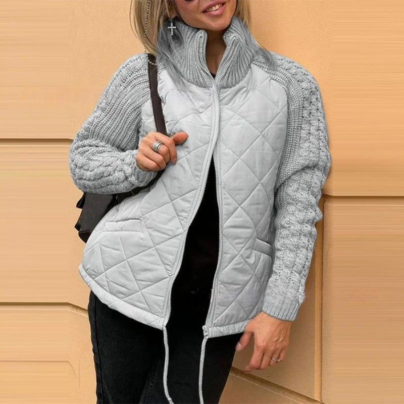 Marolina — Strick-Patchwork-Pufferjacke