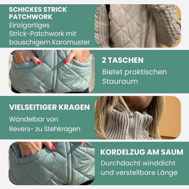Marolina — Strick-Patchwork-Pufferjacke