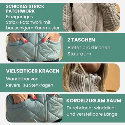 Marolina — Strick-Patchwork-Pufferjacke