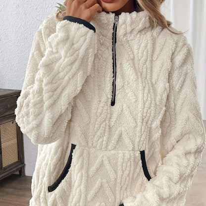Wintherra — Fleece-Pullover mit halbem Reißverschluss und Taschen