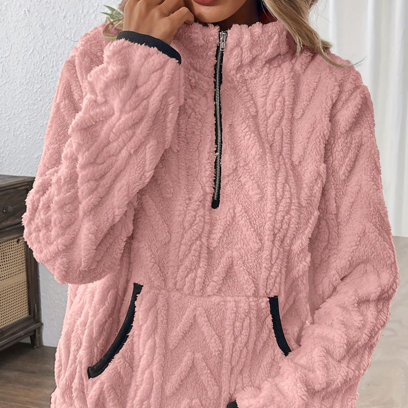 Wintherra — Fleece-Pullover mit halbem Reißverschluss und Taschen