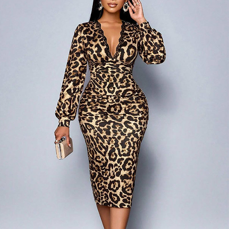 Léonor — Midi-Kleid im Leopardenmuster