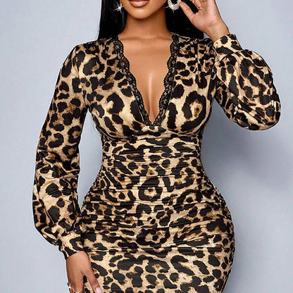Léonor — Midi-Kleid im Leopardenmuster