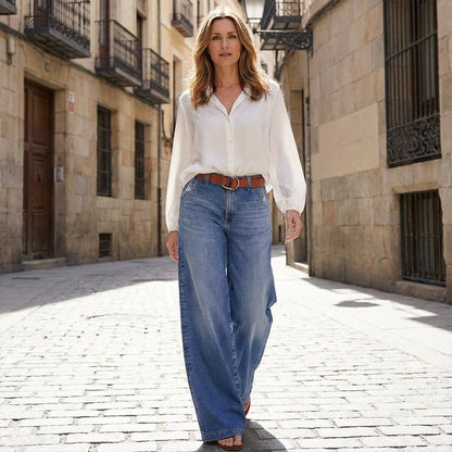 Cassiene — Hochgeschnittene Weite Jeans