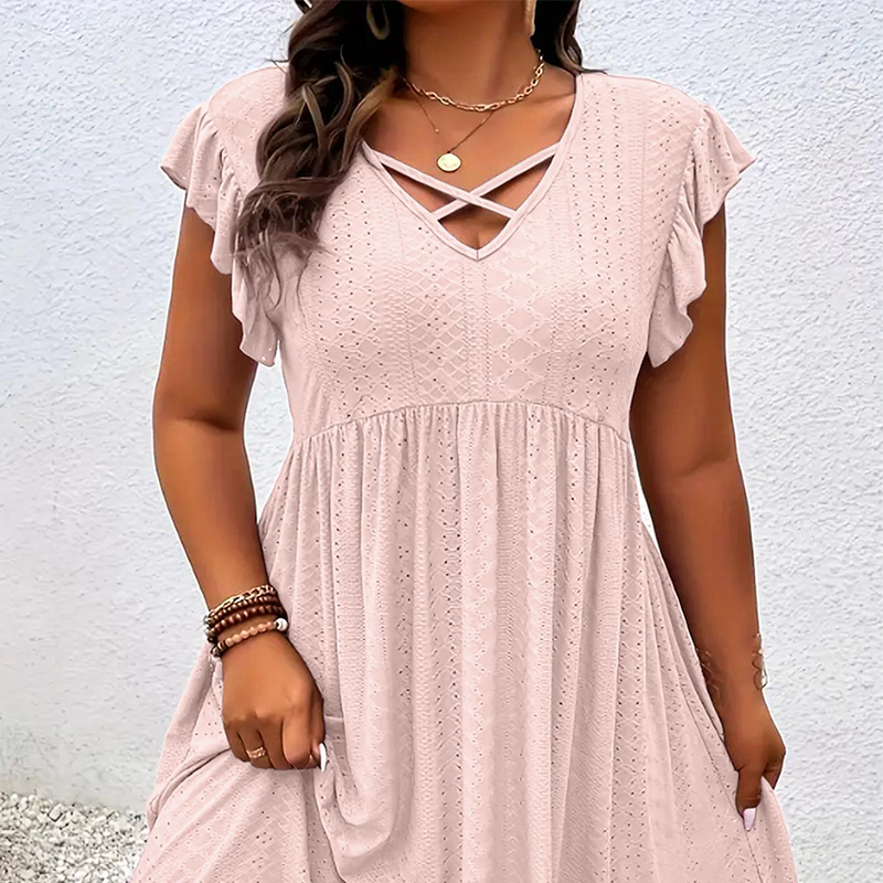 Verlacine — Rüschenshirt V-Ausschnitt Figurbetontes Kleid