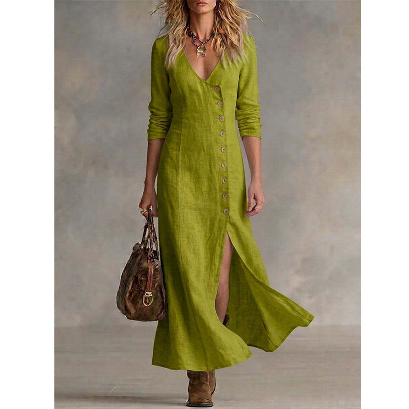 Linaverre — Vintage-Hemdblusenkleid mit langen Ärmeln